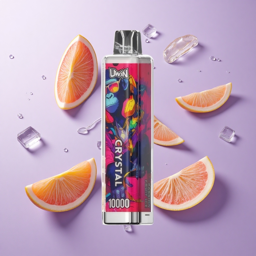 UWIN Crystal 10000 Puffs نكهة فاكهة العاطفة الجليدية مع أضواء RGB
