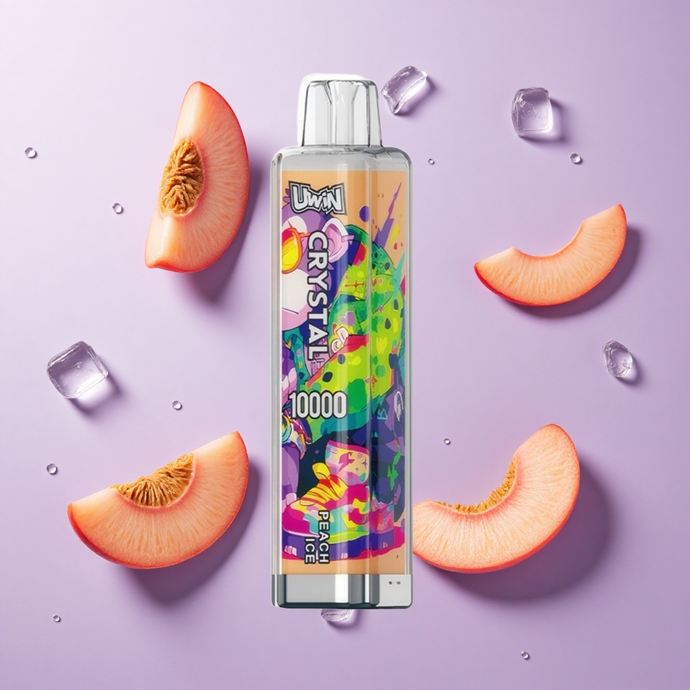 Uwin Crystal 10000 Puffs بخاخ شبكي 0.8 أوم خوخ مثلج