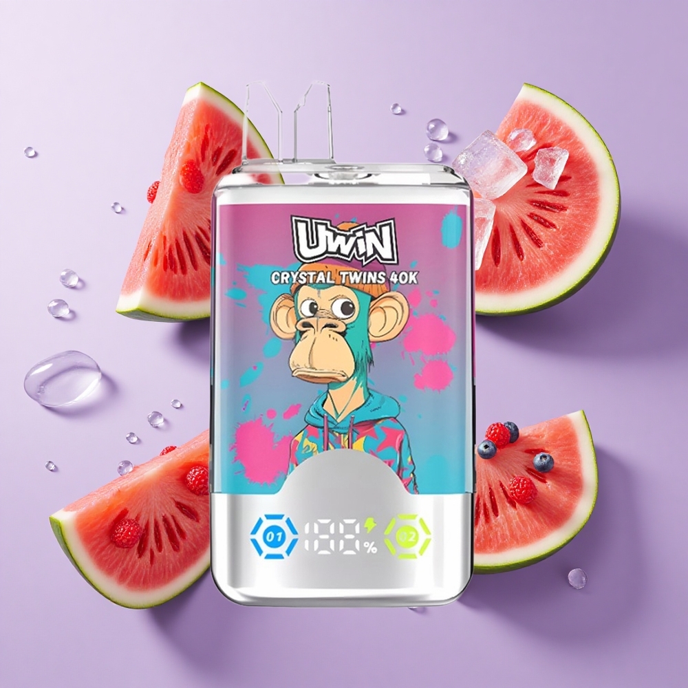 UWIN Crystal Twins 40000 Puffs بطارية 850 مللي أمبير/ساعة بنكهة البطيخ المثلج والتوت المختلط