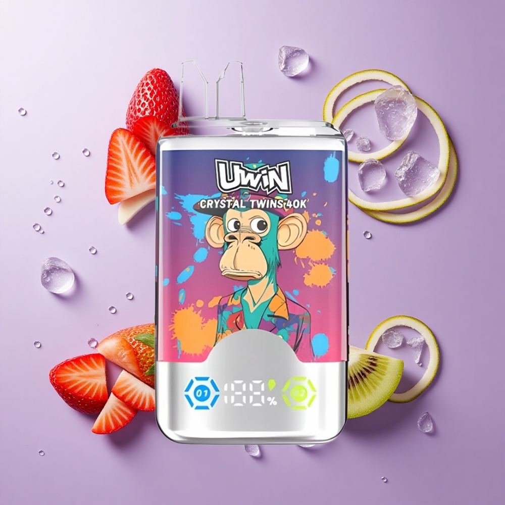 Uwin Crystal Twins 40000 Puffs فراولة كيوي عنب مثلج سعة السائل: 32 مل