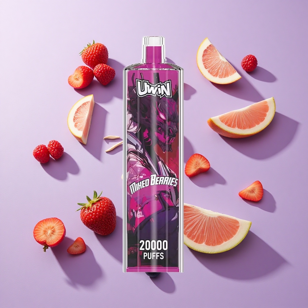 Uwin Shisha Hookah Crystal 20000 Puffs توت مختلط بطارية قابلة لإعادة الشحن 650 مللي أمبير