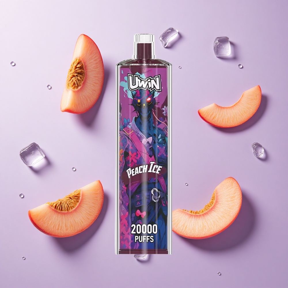 Uwin Shisha Hookah Crystal 20000 Puffs خوخ مثلج مع بطارية 650 مللي أمبير