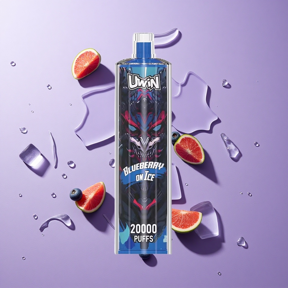 Uwin Shisha Hookah Crystal 20000 Puffs توت أزرق مثلج مع شاحن نوع-C