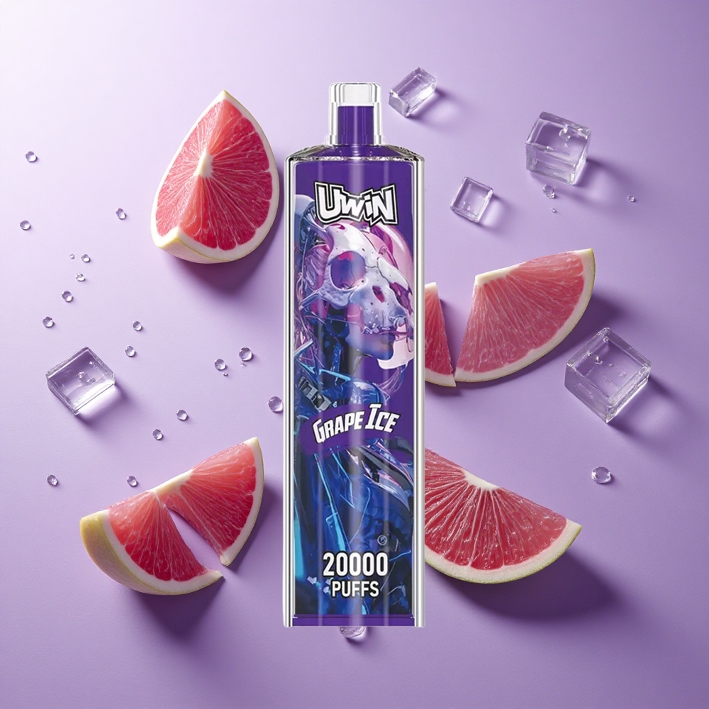 Uwin Shisha Hookah Crystal 20000 Puffs عنب جليدي (Grape Ice) مع بطارية 650 مللي أمبير