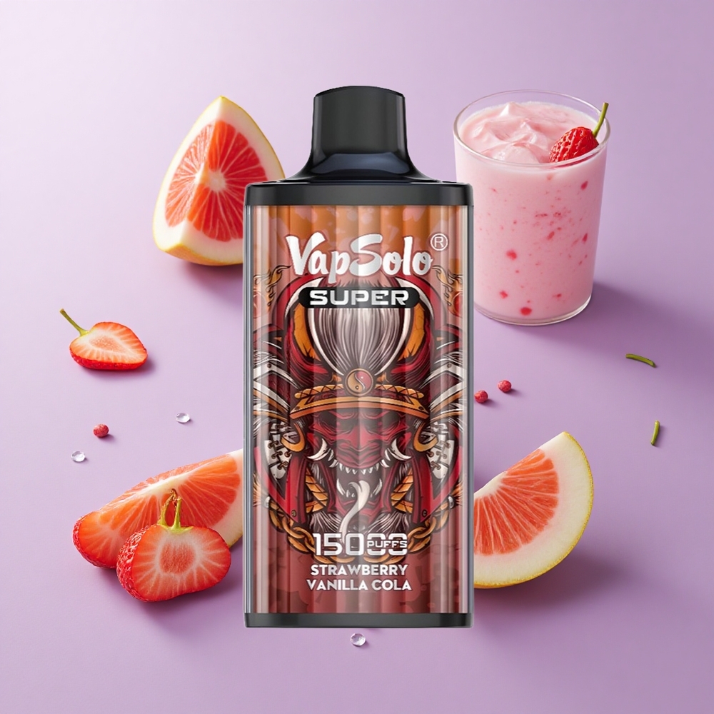 Vapsolo Super 15000 Puffs فراولة فانيلا كولا سعة البطارية: 850 مللي أمبير