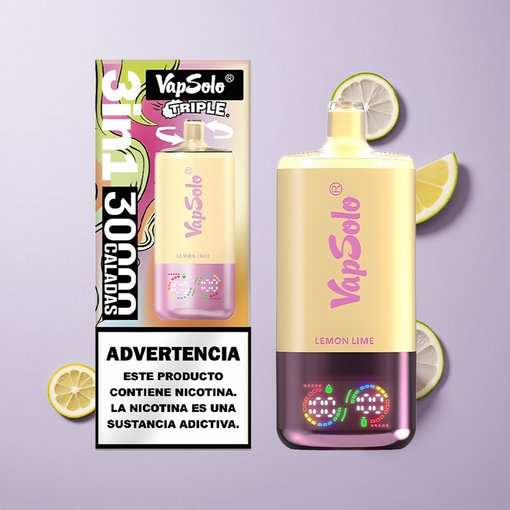 VapSolo Triple 30000 Puffs ليمون ليمون أخضر حجم السائل: 40 مل