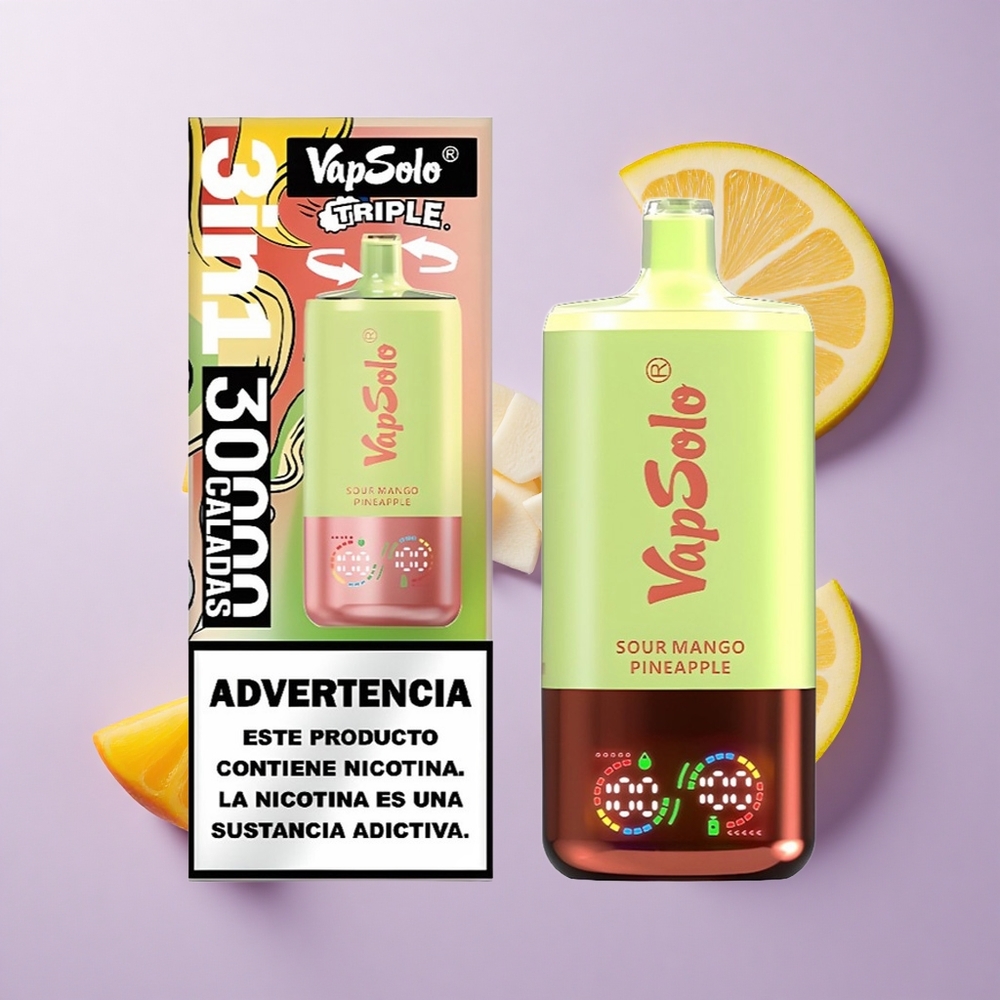 VapSolo Triple 30000 Puffs سول مانجو أناناس حامض سعة السائل: 40 مل