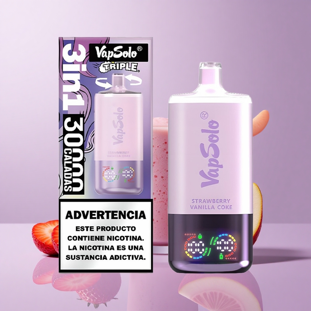 VapSolo Triple 30000 Puffs فراولة فانيولا كولا حجم السائل: 40 مل