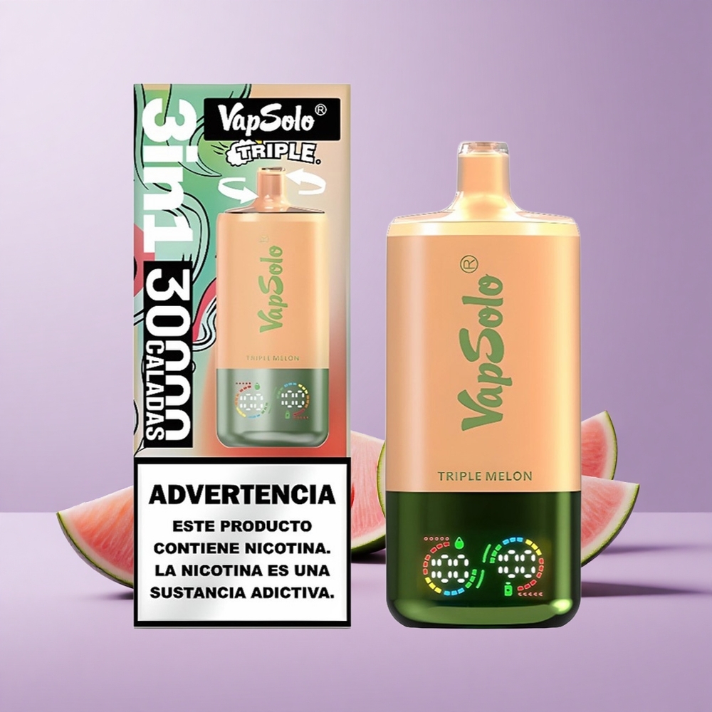 VapSolo Triple 30000 Puffs بطيخ ثلاثي شحن Type-C