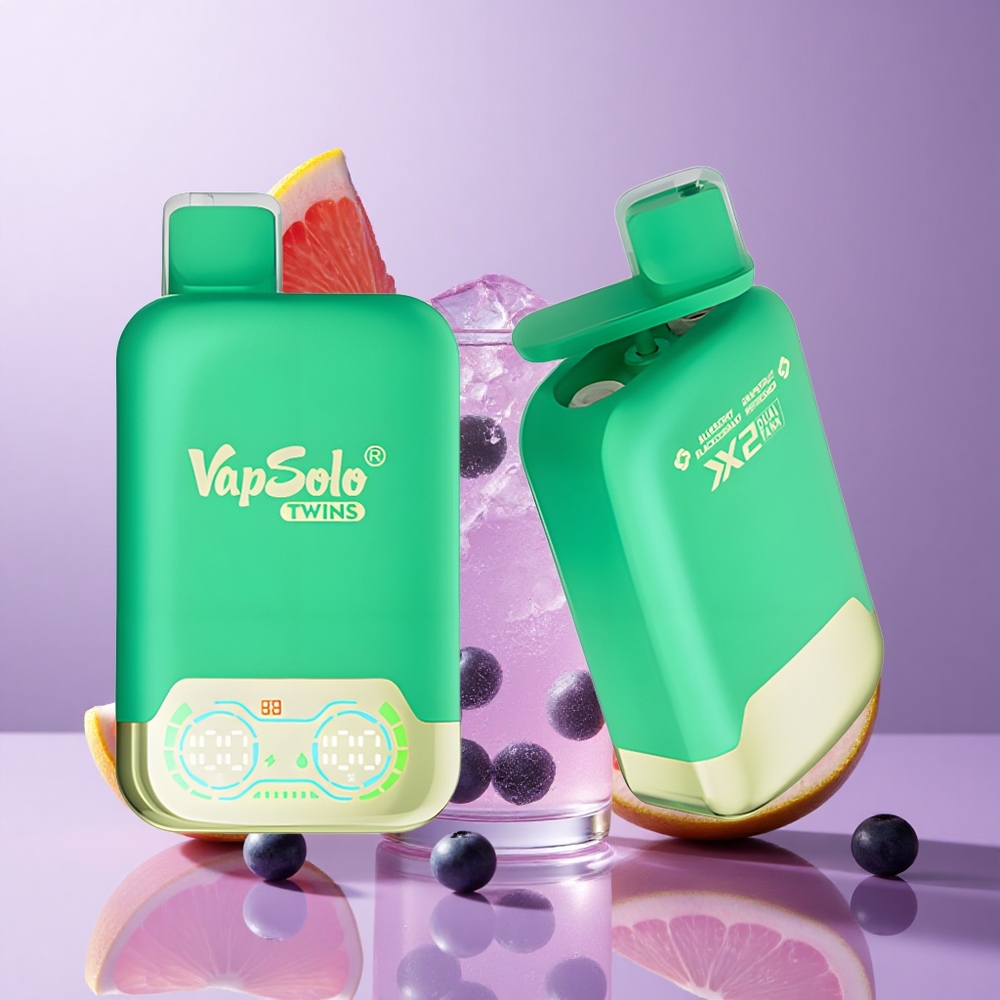 Vapsolo Twins 20000 Puffs توت أسود وعنب أزرق وجريب فروت منعش حجم السائل: 40 مل