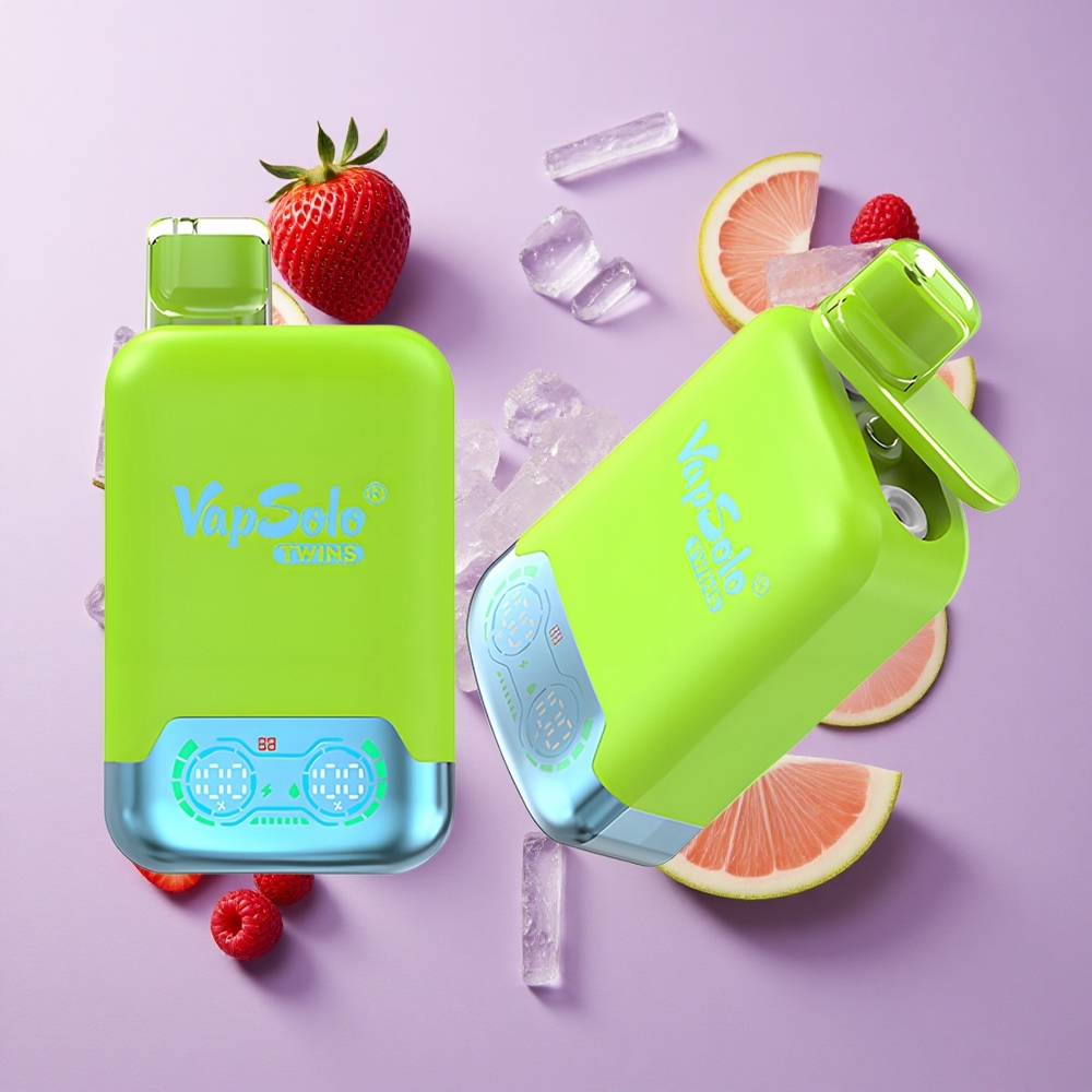 Vapsolo Twins 20000 Puffs فراولة كيوي وفراولة توت العليق آيس كرز بحجم السائل: 40 مل