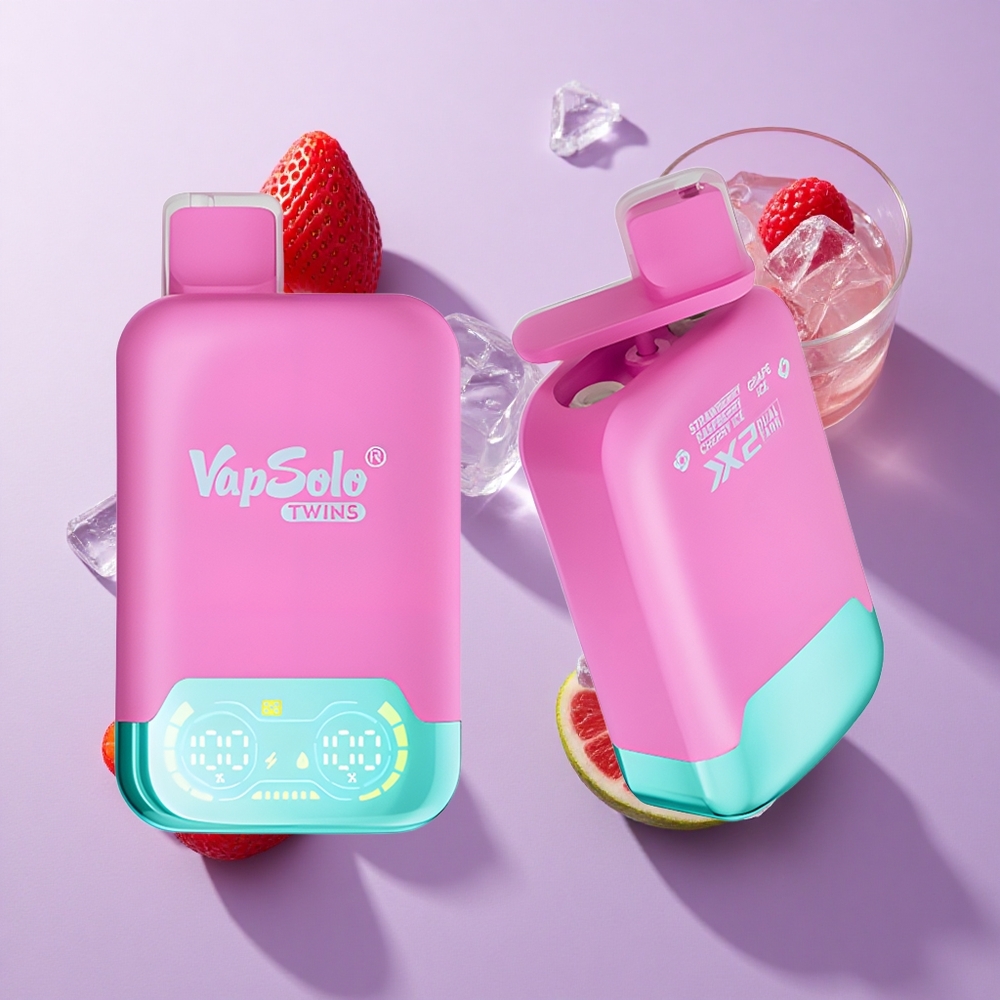 Vapsolo Twins 20000 Puffs فراولة توت أحمر كرز آيس & عنب آيس سعة السائل: 40 مل