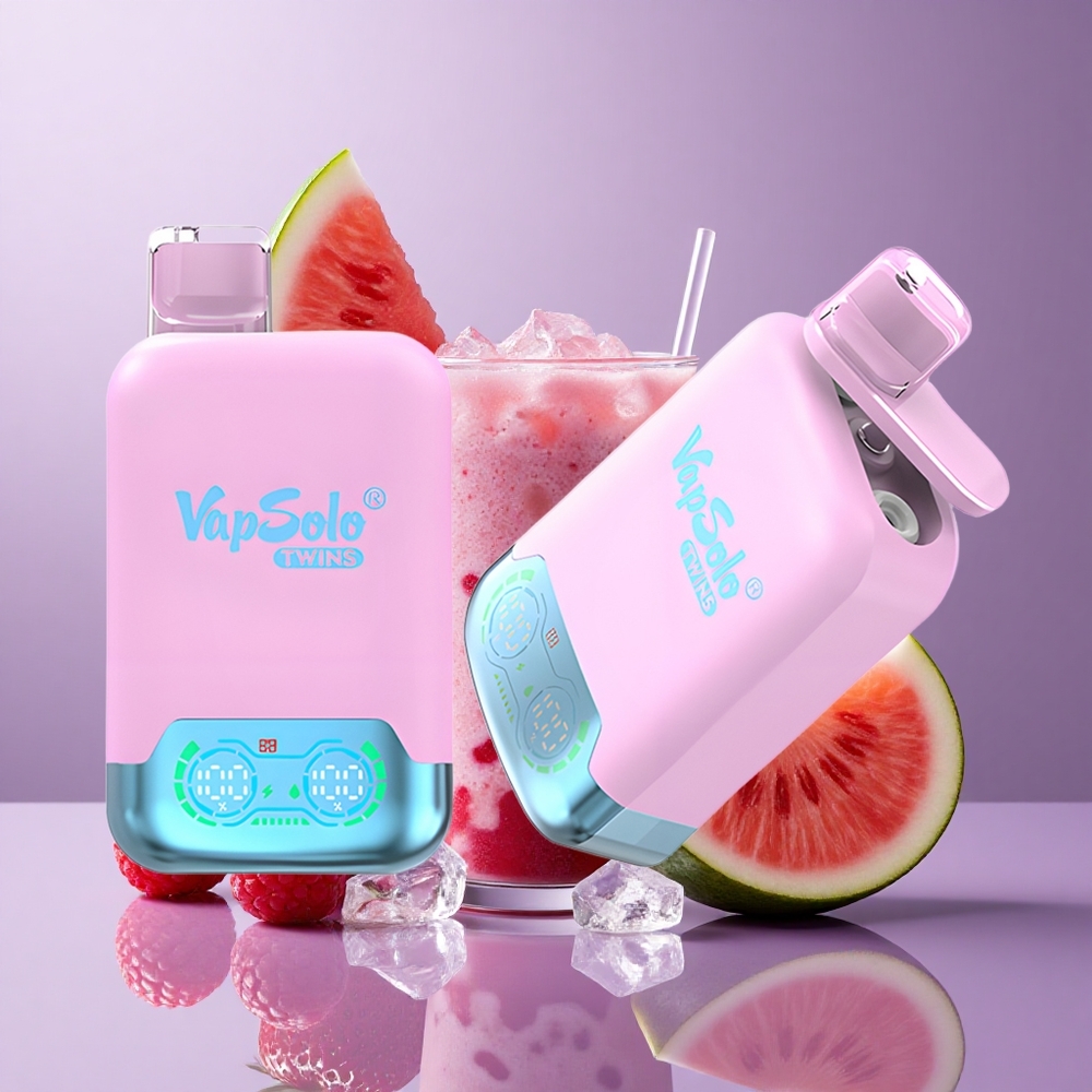 Vapsolo Twins 20000 Puffs أسود ثلجي تنين فاكهة فراولة & توت أحمر بطيخ شحن نوع-C
