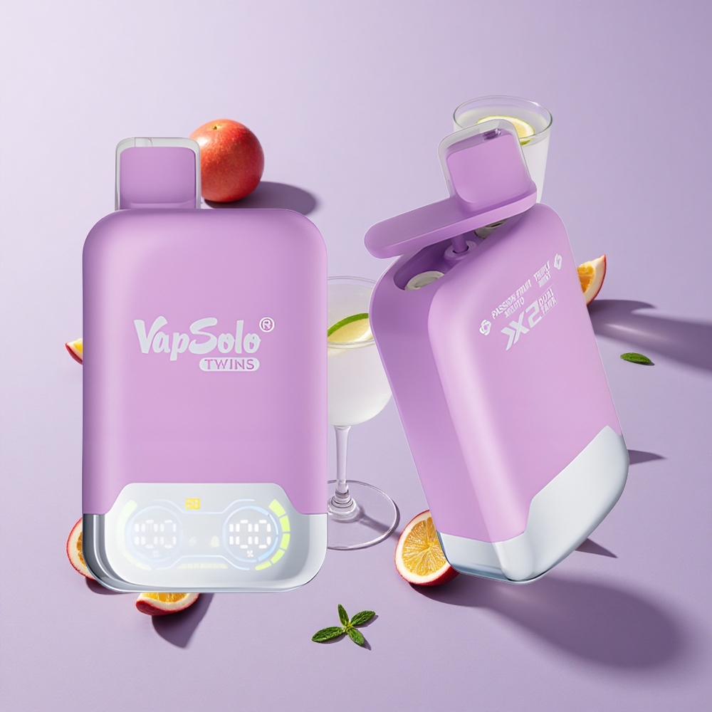 Vapsolo Twins 20000 Puffs نكهة فاكهة العاطفة موجيتو والنعناع الثلاثي مع منفذ شحن Type-C