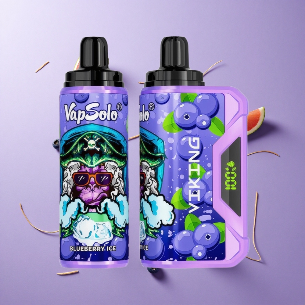 VapSolo VIKING 12000 نفخة سيجارة إلكترونية قابلة للتصريف بلوبيري (توت أزرق) بشاشة عرض LED