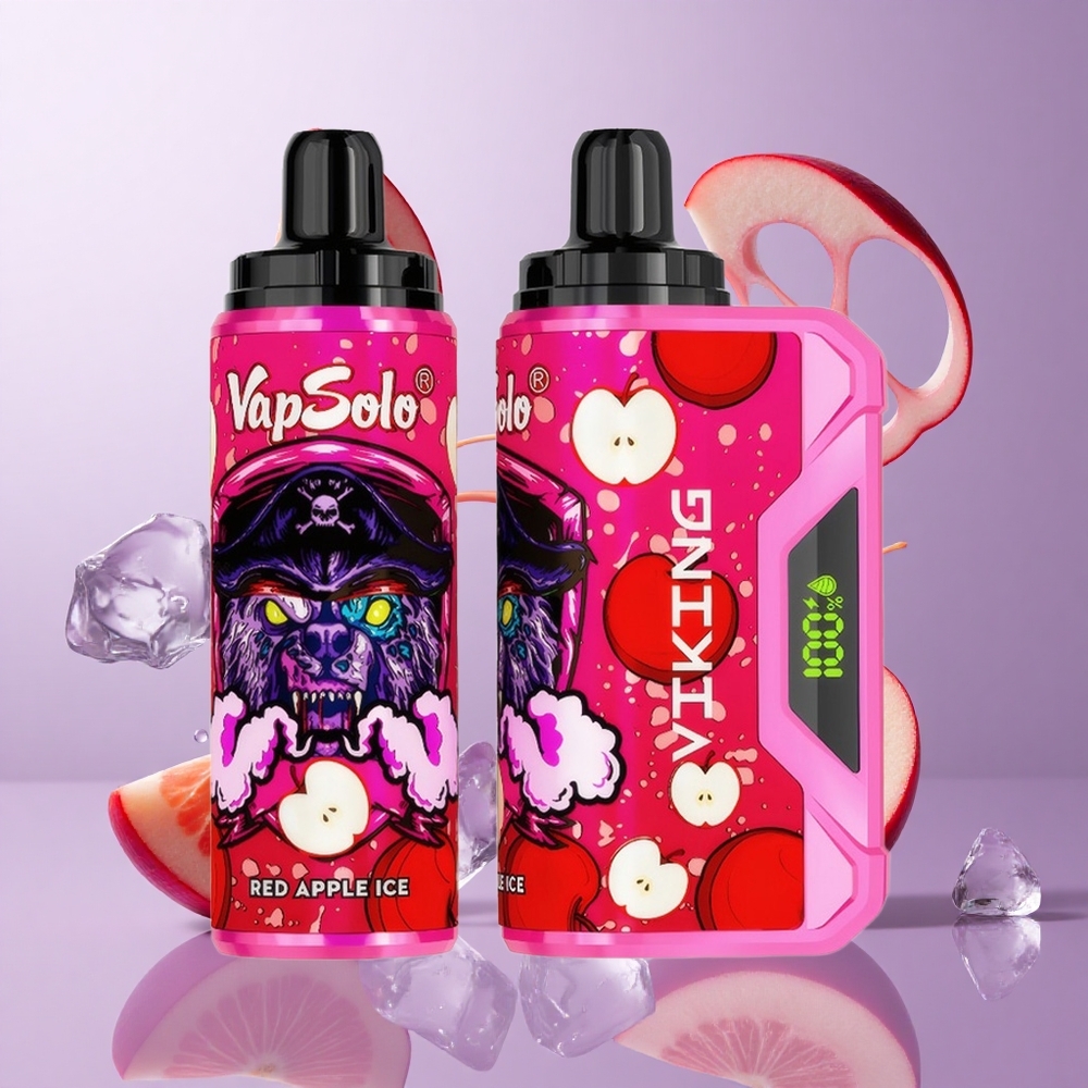 VapSolo VIKING 12000 نفخة سيجارة إلكترونية لمرة واحدة تفاحة حمراء مثلجة بشاشة عرض LED