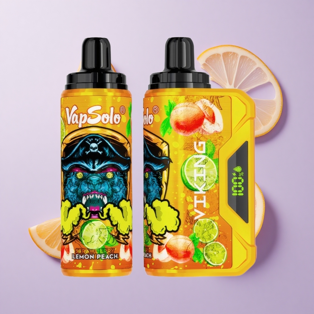 VapSolo VIKING 12000 Puffs سيجارة إلكترونية ليمون خوخ بشاشة عرض LED