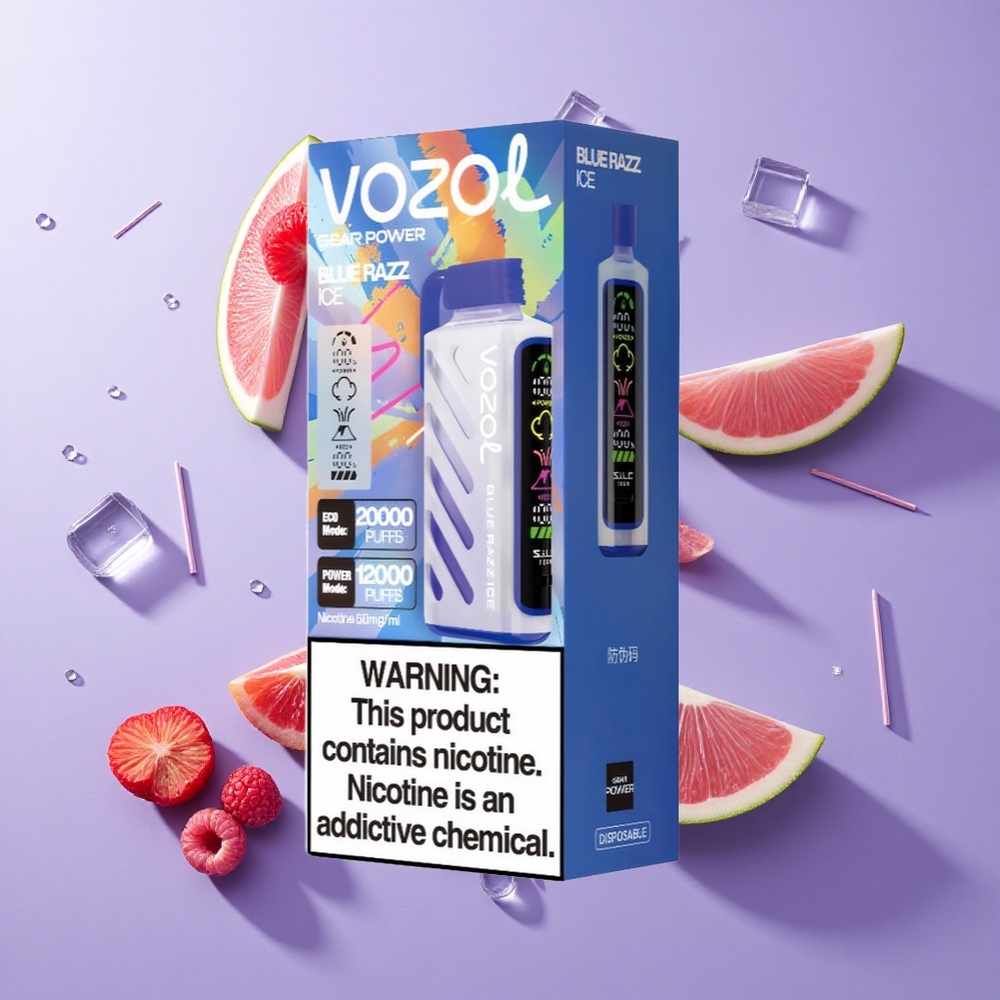 VOZOL Gear Power 20000 Puffs سحبة شاشة كاملة توت أزرق جليدي