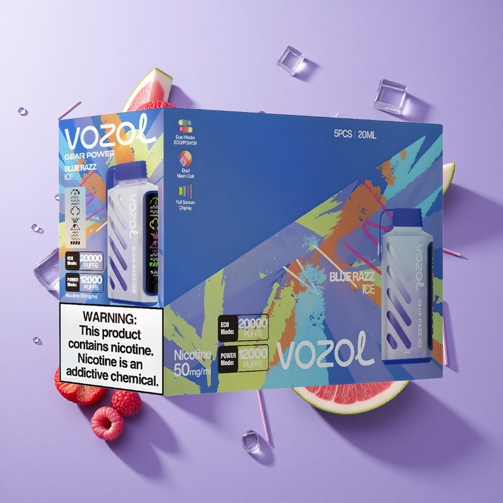 VOZOL Gear Power 20000 Puffs سحبة شاشة كاملة توت أزرق جليدي