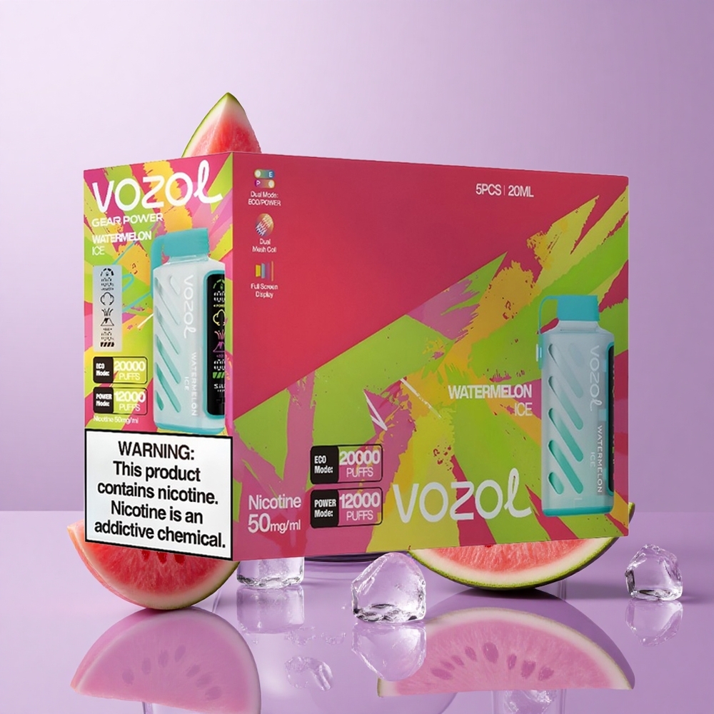 VOZOL Gear Power 20000 Puffs سحبة بطعم البطيخ المثلج بشاشة عرض كاملة