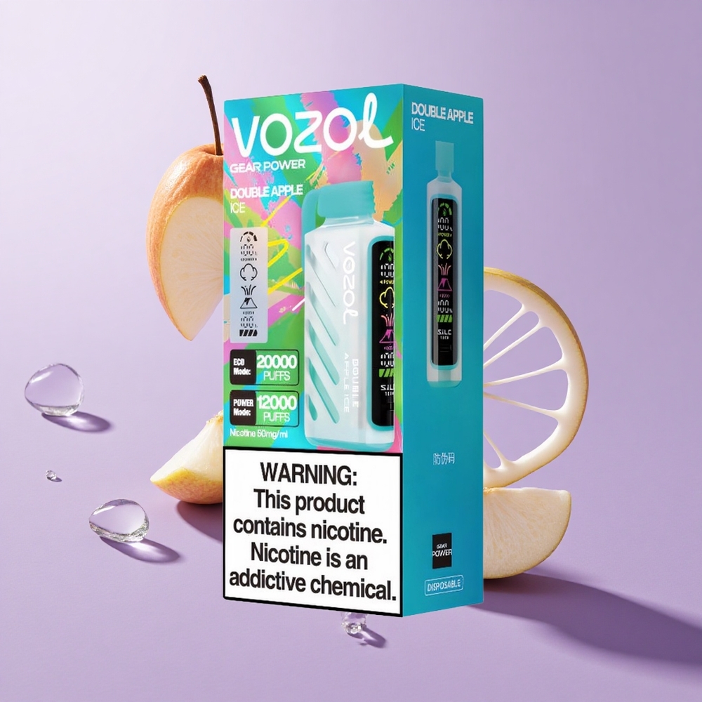 VOZOL Gear Power 20000 Puffs Double Apple Ice تفاحتين مثلج بشاشة عرض كاملة