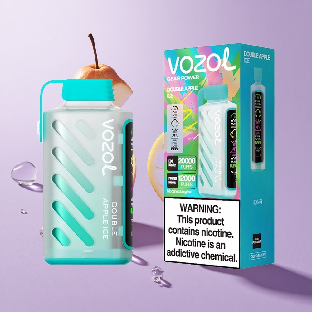 VOZOL Gear Power 20000 Puffs Double Apple Ice تفاحتين مثلج بشاشة عرض كاملة
