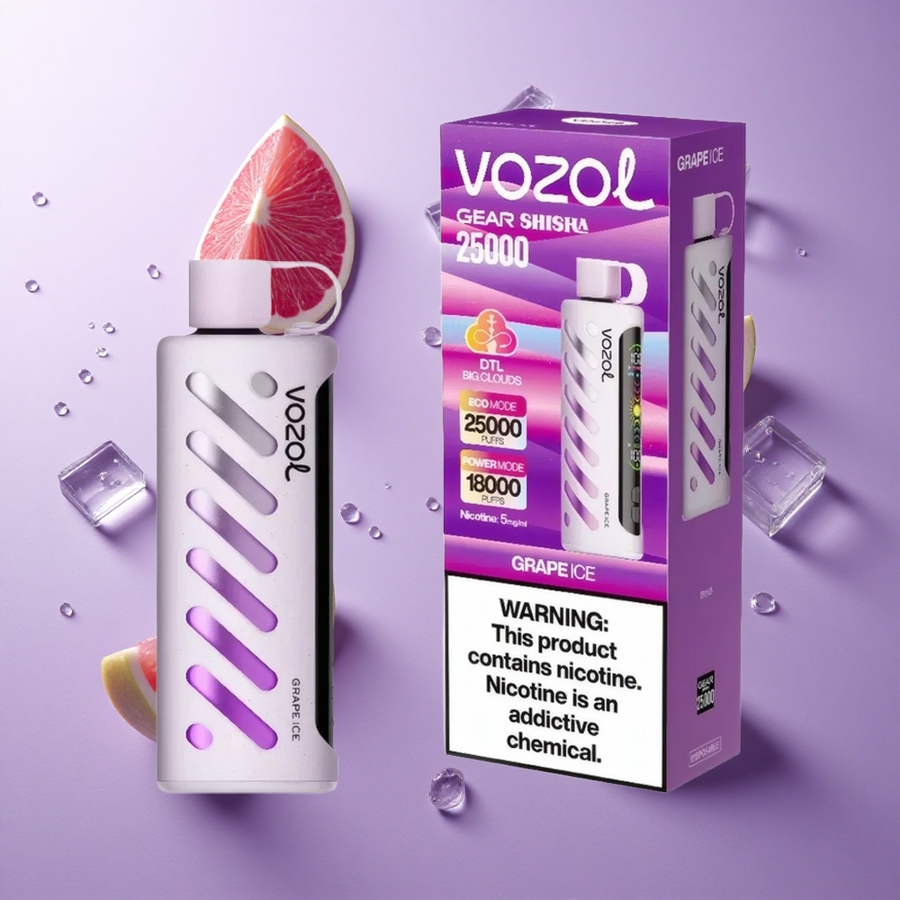 VOZOL Gear Shisha 25000 Puffs جرعة نيكوتين 5مجم/مل عنب آيس