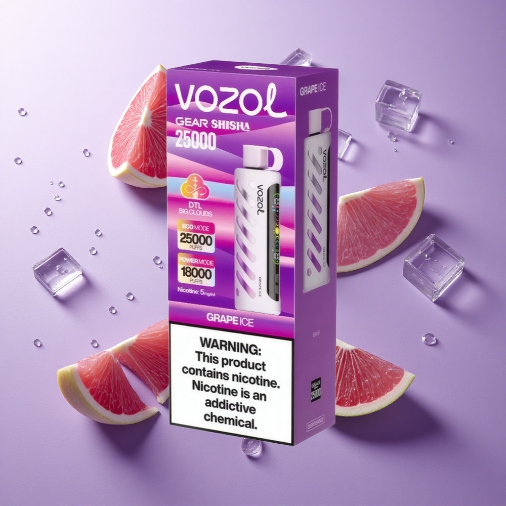 VOZOL Gear Shisha 25000 Puffs جرعة نيكوتين 5مجم/مل عنب آيس