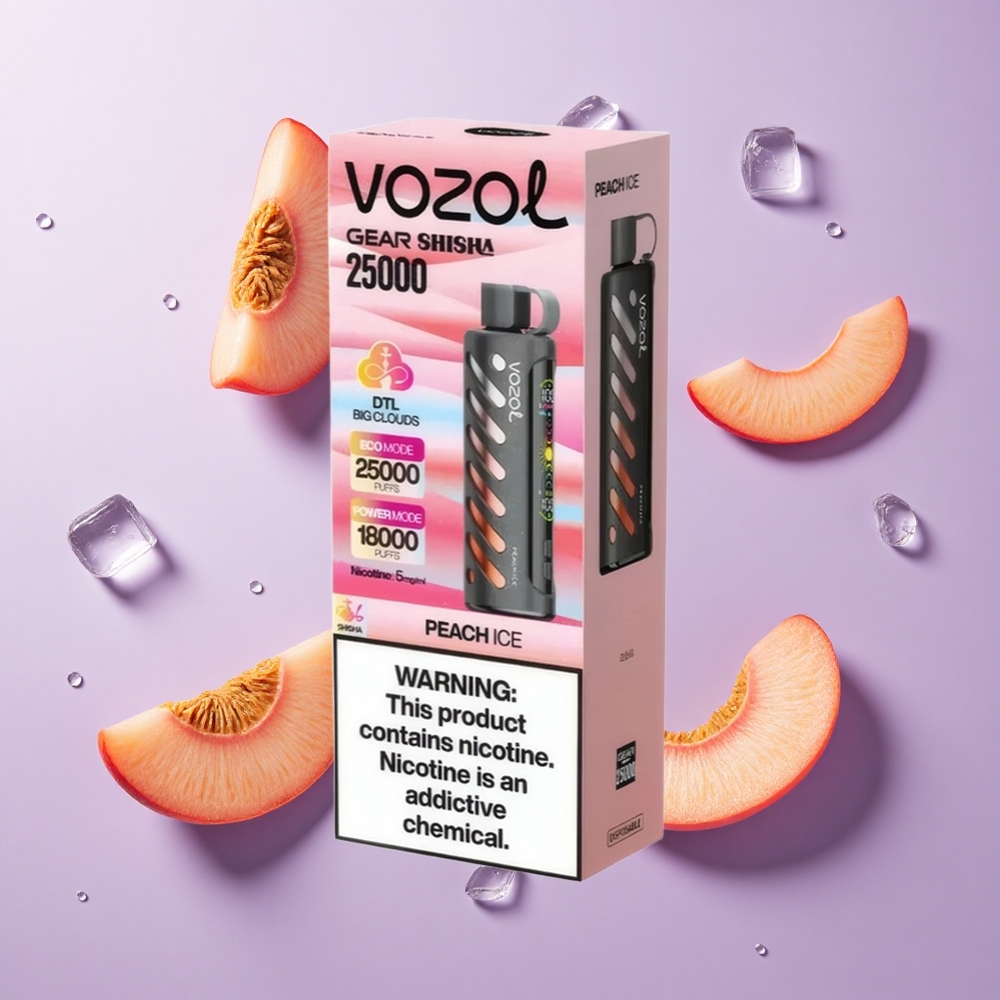 VOZOL Gear Shisha 25000 Puffs خوخ مثلج 5mg/ml النيكوتين