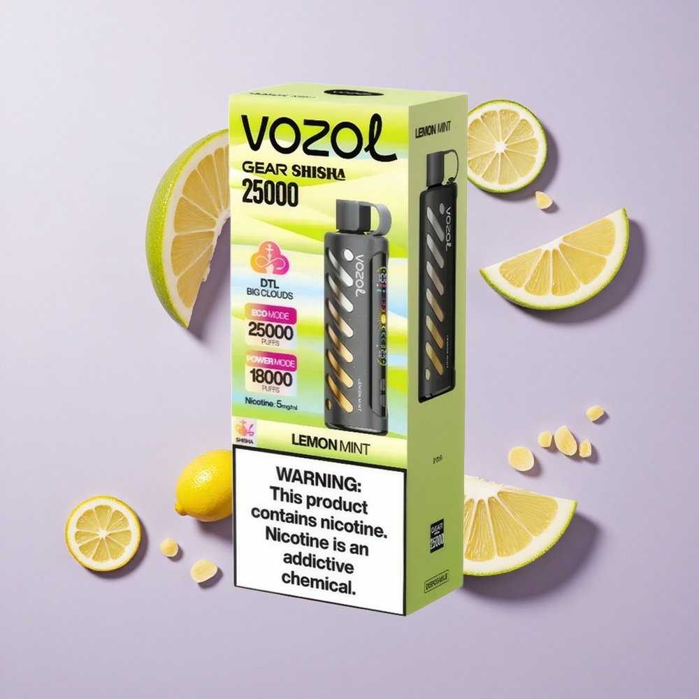 VOZOL Gear Shisha 25000 نفخة نعناع ليمون تقنية S.i.L.C
